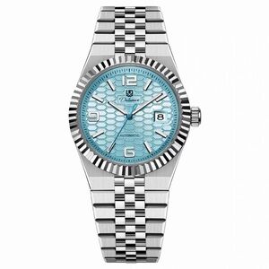 Men's Silver Bracelet Watch with Ice Blue Dial